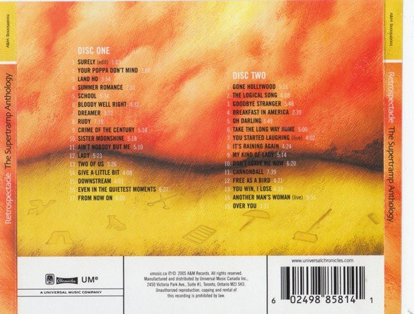 Supertramp  Retrospectacle; The Supertramp Anthology : Back